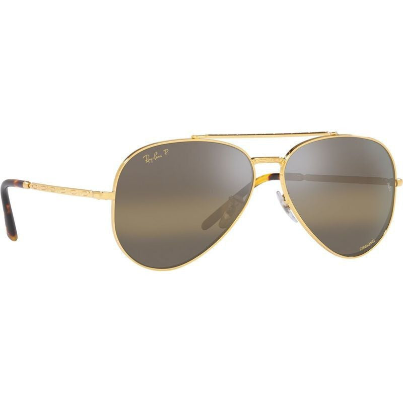 New Aviator RB3625, Legend Gold/Brown Silver Mirror Polarised Glass Lenses 58 Eye Size