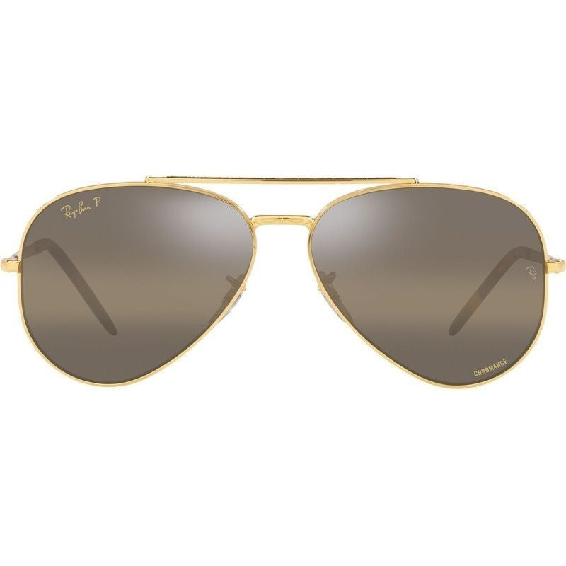 New Aviator RB3625, Legend Gold/Brown Silver Mirror Polarised Glass Lenses 58 Eye Size