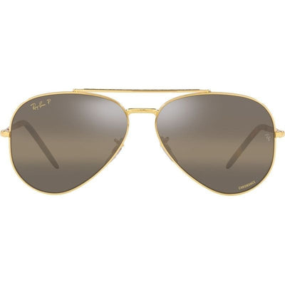 New Aviator RB3625, Legend Gold/Brown Silver Mirror Polarised Glass Lenses 58 Eye Size
