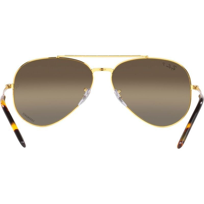 New Aviator RB3625, Legend Gold/Brown Silver Mirror Polarised Glass Lenses 58 Eye Size