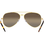 New Aviator RB3625, Legend Gold/Brown Silver Mirror Polarised Glass Lenses 58 Eye Size