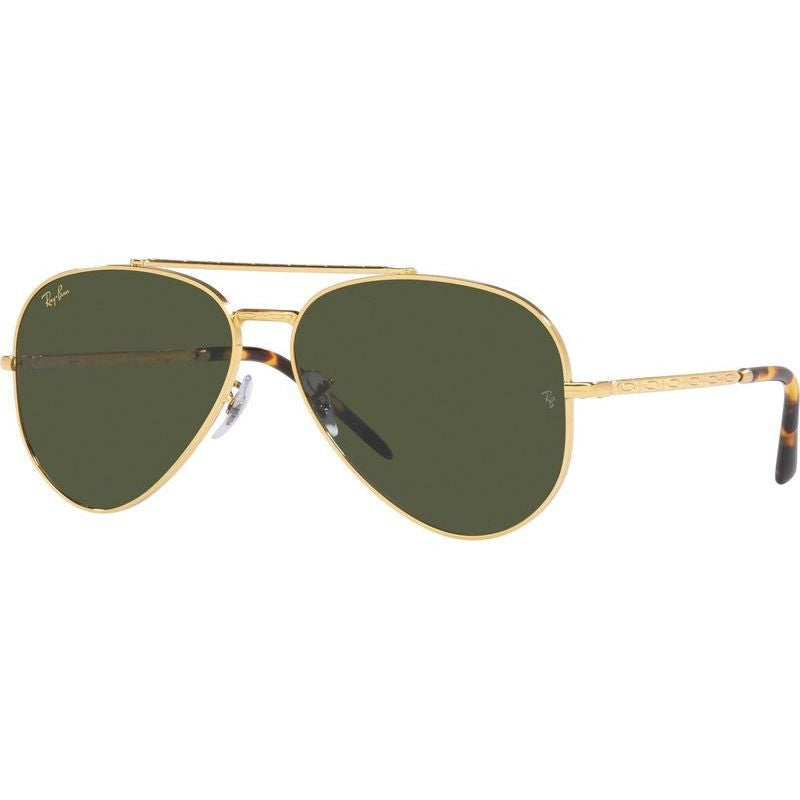 New Aviator RB3625, Legend Gold/Green Glass Lenses 62 Eye Size