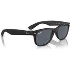 New Wayfarer Classic RB2132, Black Rubber/Blue Glass Lenses 58 Eye Size