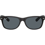 New Wayfarer Classic RB2132, Black Rubber/Blue Glass Lenses 58 Eye Size