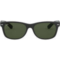 New Wayfarer Classic RB2132, Top Rubber Black on Shiny Black/Green Glass Lenses 55 Eye Size