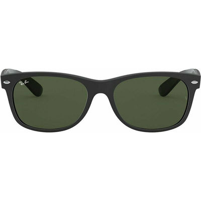New Wayfarer Classic RB2132, Top Rubber Black on Shiny Black/Green Glass Lenses 55 Eye Size