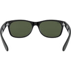 New Wayfarer Classic RB2132, Top Rubber Black on Shiny Black/Green Glass Lenses 55 Eye Size