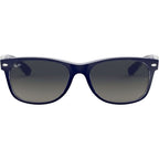 New Wayfarer Classic RB2132, Top Matte Blue on Transparent/Grey Gradient Glass Lenses 55 Eye Size