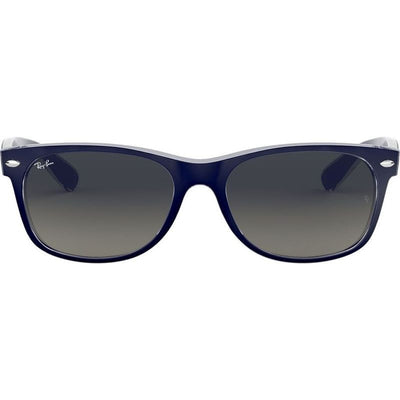 New Wayfarer Classic RB2132, Top Matte Blue on Transparent/Grey Gradient Glass Lenses 55 Eye Size