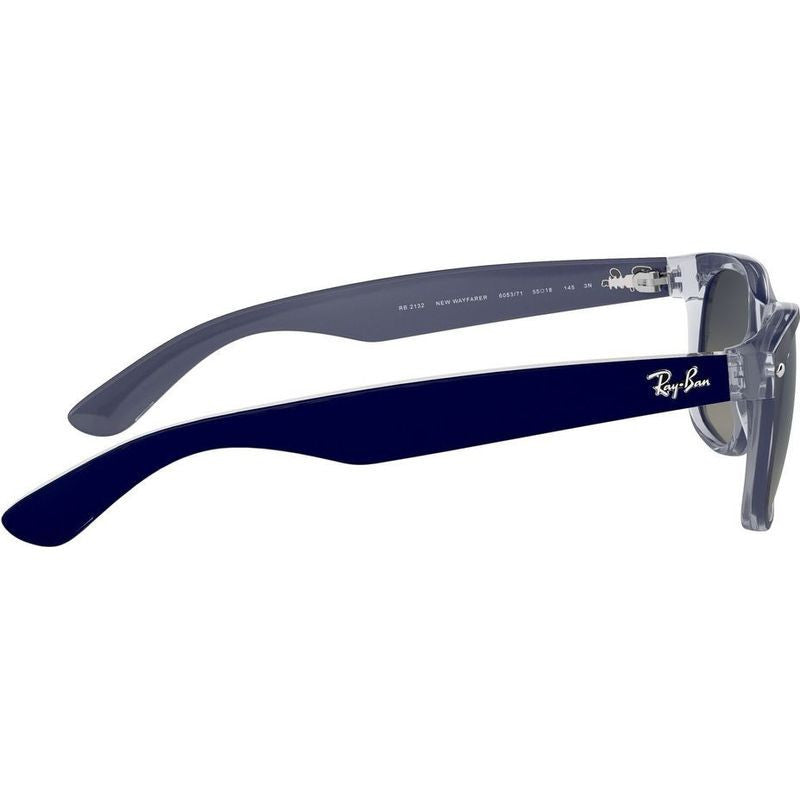 New Wayfarer Classic RB2132, Top Matte Blue on Transparent/Grey Gradient Glass Lenses 55 Eye Size