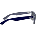 New Wayfarer Classic RB2132, Top Matte Blue on Transparent/Grey Gradient Glass Lenses 55 Eye Size