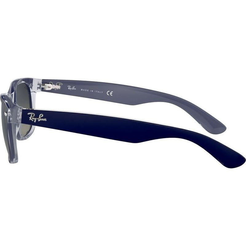 New Wayfarer Classic RB2132, Top Matte Blue on Transparent/Grey Gradient Glass Lenses 55 Eye Size