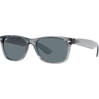 New Wayfarer Classic RB2132, Transparent Grey/Dark Blue Polarised Glass Lenses 55 Eye Size