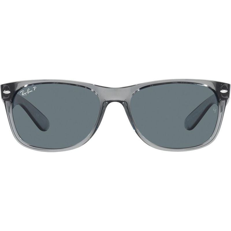 New Wayfarer Classic RB2132, Transparent Grey/Dark Blue Polarised Glass Lenses 55 Eye Size