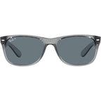 New Wayfarer Classic RB2132, Transparent Grey/Dark Blue Polarised Glass Lenses 55 Eye Size