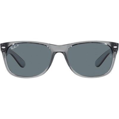New Wayfarer Classic RB2132, Transparent Grey/Dark Blue Polarised Glass Lenses 58 Eye Size