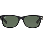 New Wayfarer Classic RB2132, Black Rubber/Green Glass Lenses 58 Eye Size