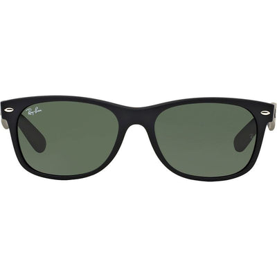New Wayfarer Classic RB2132, Black Rubber/Green Glass Lenses 58 Eye Size