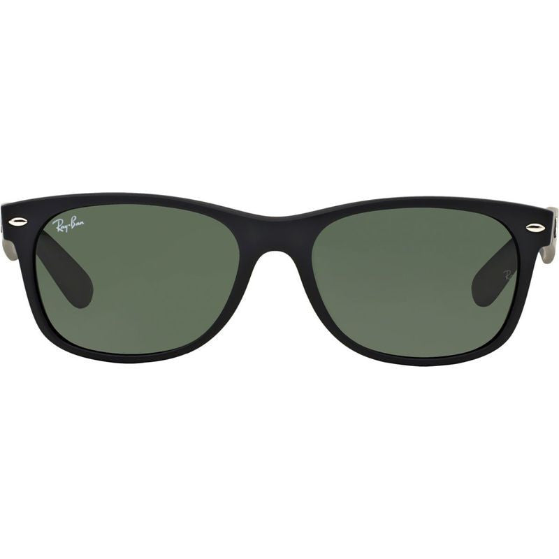 New Wayfarer Classic RB2132, Black Rubber/Green Glass Lenses 55 Eye Size