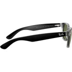 New Wayfarer Classic RB2132, Top Black on Transparent/Green Glass Lenses 55 Eye Size