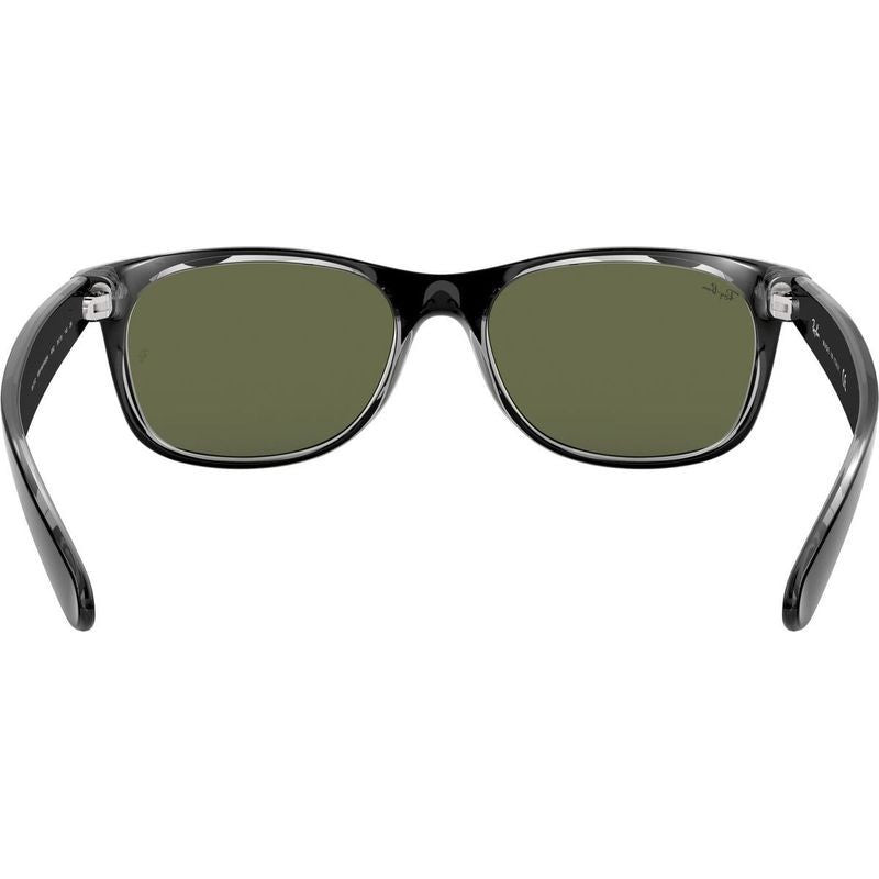 New Wayfarer Classic RB2132, Top Black on Transparent/Green Glass Lenses 55 Eye Size