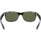 New Wayfarer Classic RB2132, Top Black on Transparent/Green Glass Lenses 55 Eye Size