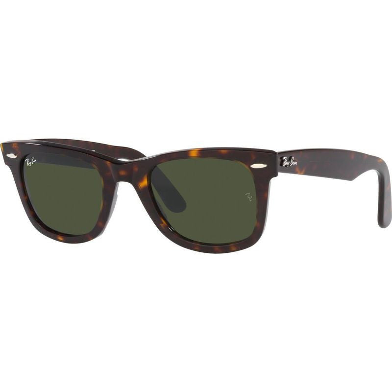 Original Wayfarer RB2140, Havana/Green Glass Lenses 50 Eye Size