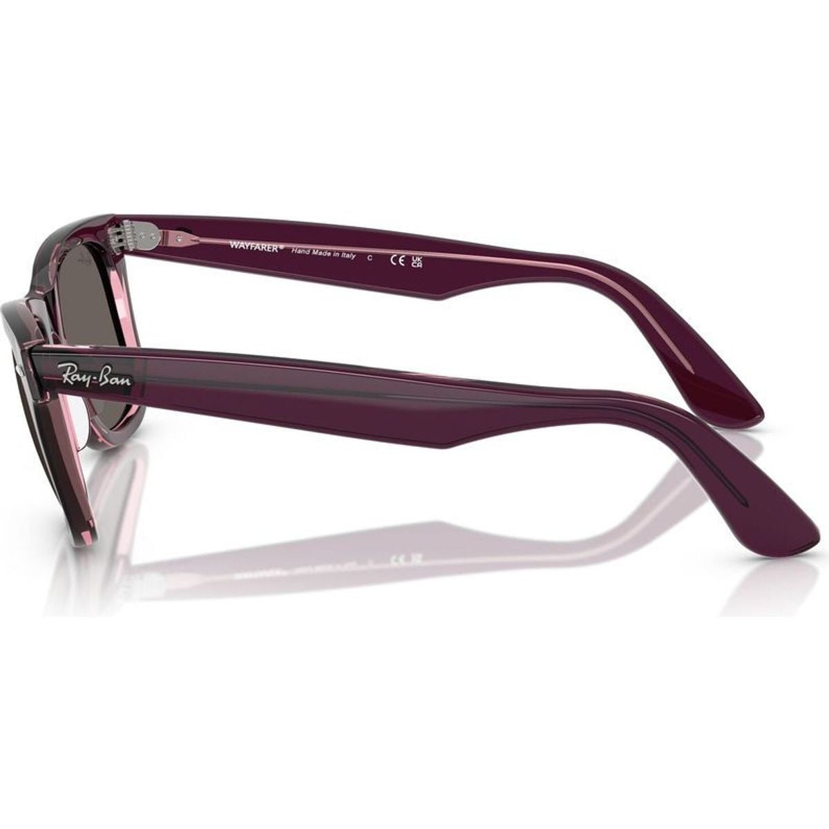 Original Wayfarer RB2140, Violet on Transparent Pink/Dark Grey Glass Lenses 50 Eye Size