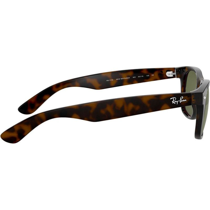 New Wayfarer Classic RB2132, Tort/Green Glass Lenses 58 Eye Size