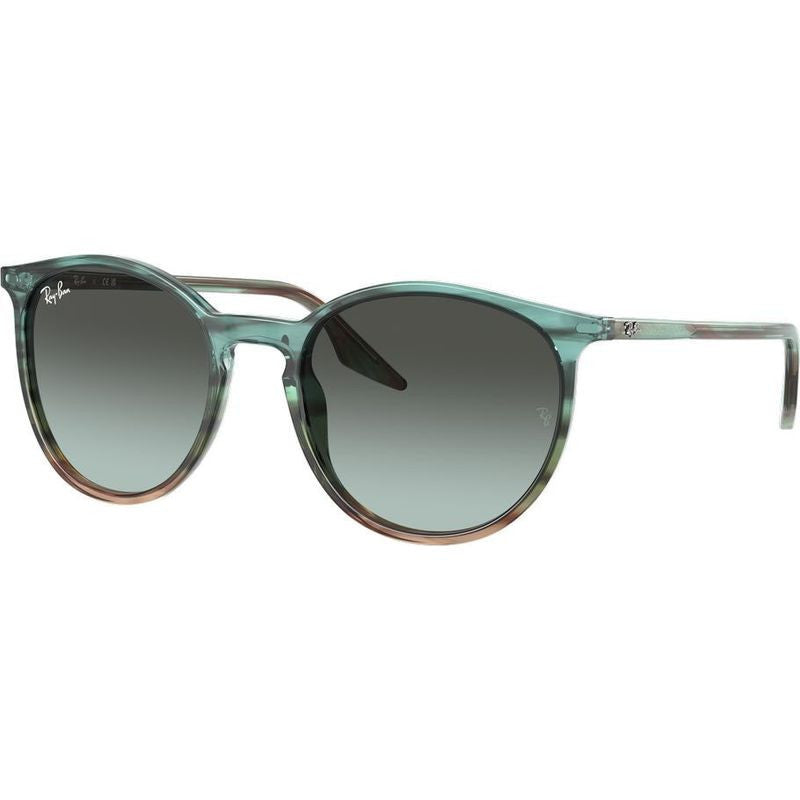 RB2204, Striped Blue and Green/Vintage Blue Glass Lenses 54 Eye Size