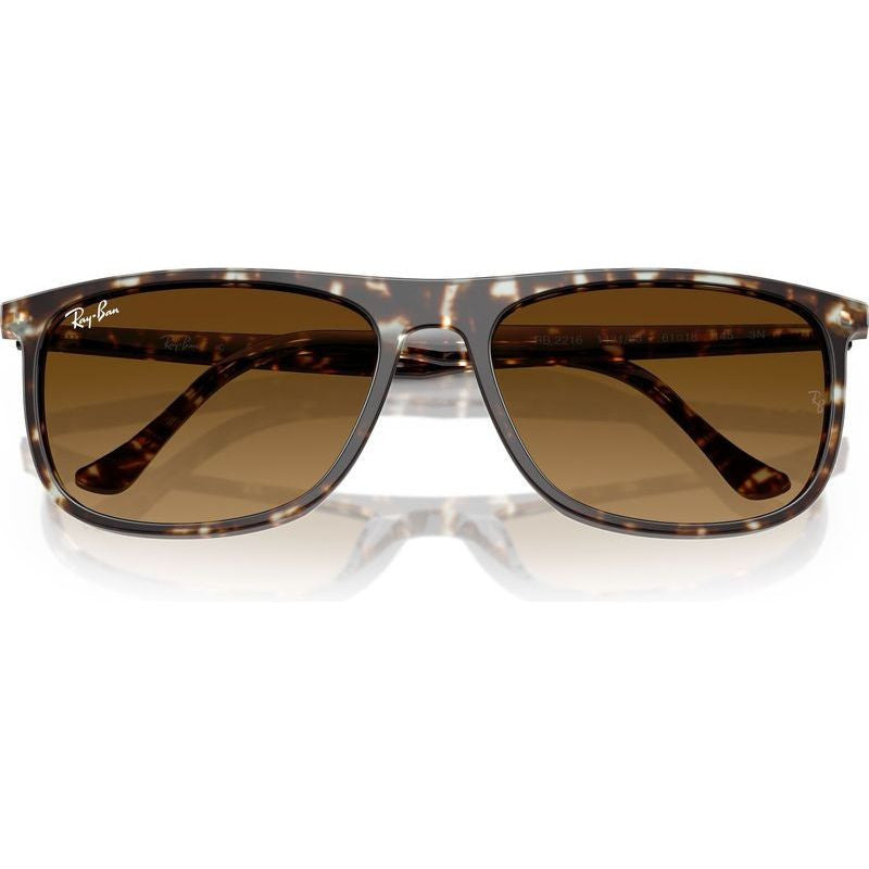 RB2216, Havana Yellow Tortoiseshell/Brown Gradient Glass Lenses 58 Eye Size