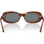 RB2221, Striped Havana/Blue Glass Lenses 53 Eye Size