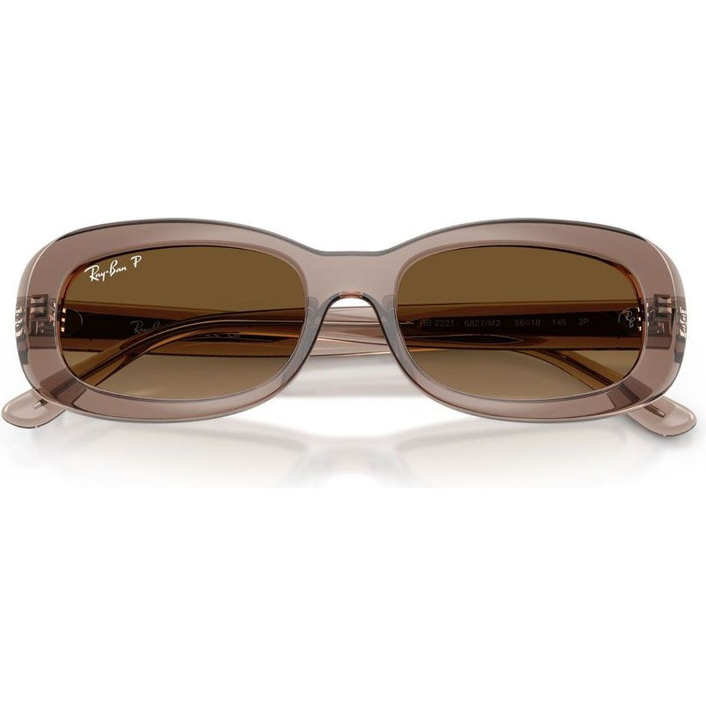 RB2221, Transparent Beige/Brown Gradient Polarised Glass Lenses 56 Eye Size