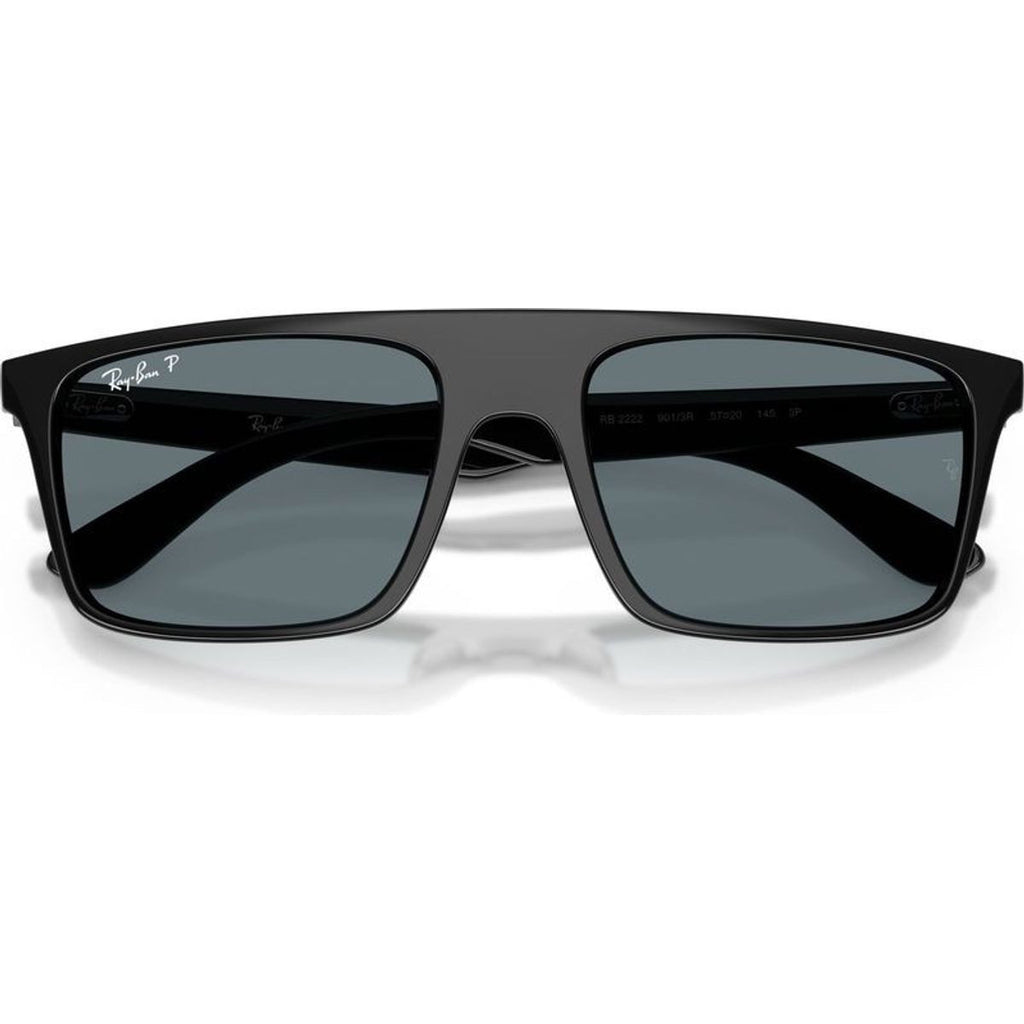 RB2222, Black/Dark Blue Polarised Glass Lenses 57 Eye Size