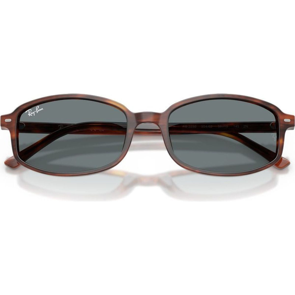 RB2232, Striped Havana/Blue Glass Lenses 54 Eye Size