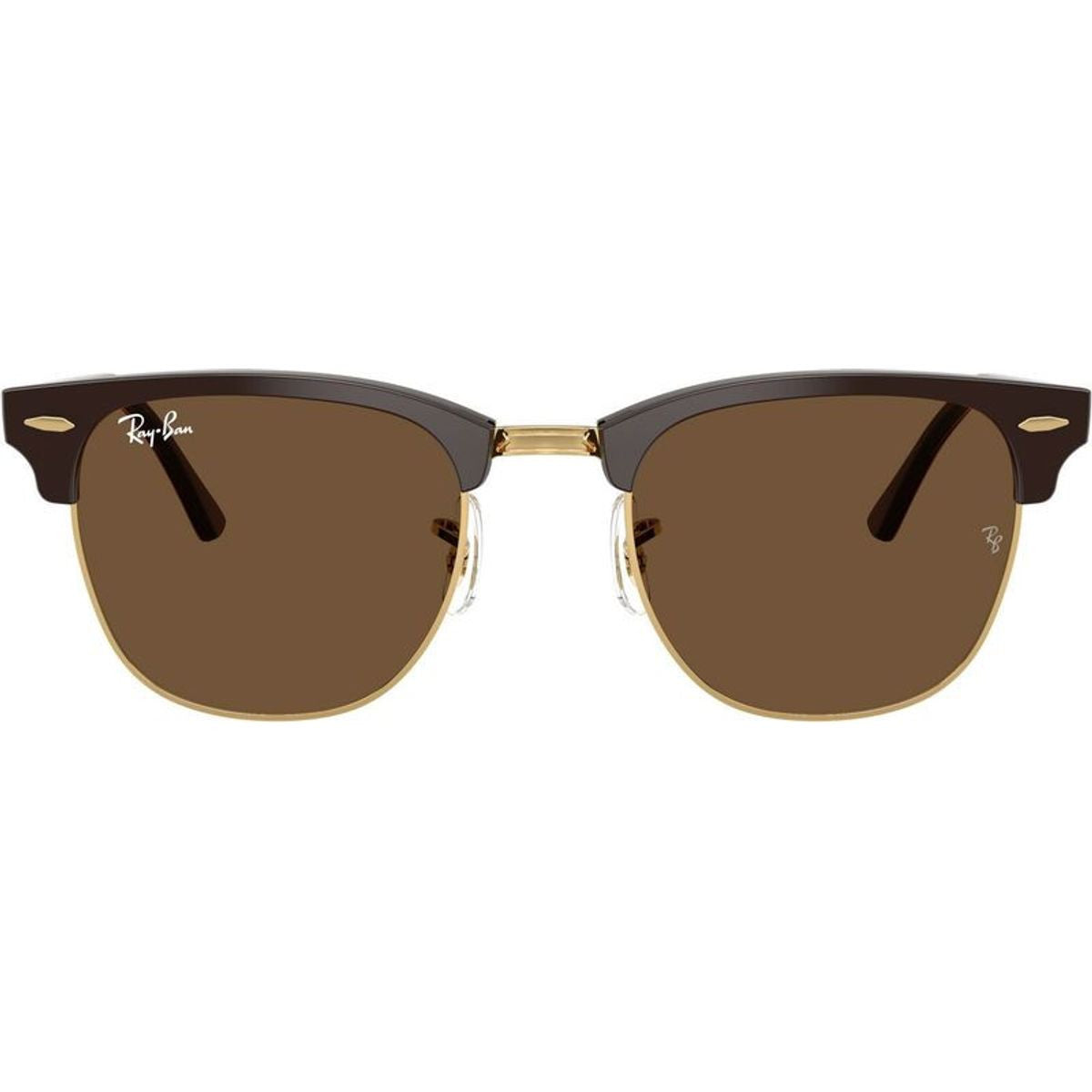 Clubmaster Classic RB3016F, Brown on Gold/Dark Brown Glass Lenses