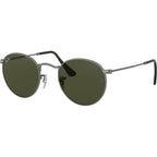 Round Metal RB3447, Matte Gunmetal/Green Glass Lenses 50 Eye Size
