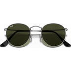 Round Metal RB3447, Matte Gunmetal/Green Glass Lenses 50 Eye Size