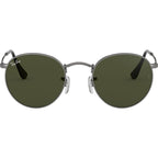 Round Metal RB3447, Matte Gunmetal/Green Glass Lenses 50 Eye Size