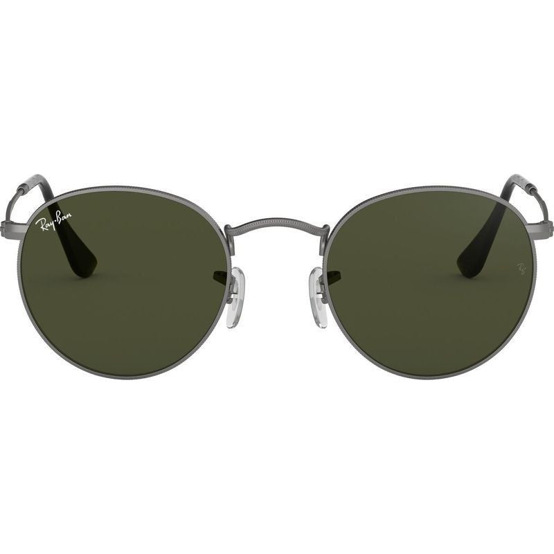 Round Metal RB3447, Matte Gunmetal/Green Glass Lenses 50 Eye Size
