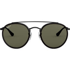 Round Double Bridge RB3647N, Black/Green Polarised Glass Lenses