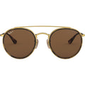 Round Double Bridge RB3647N, Gold/Brown Polarised Glass Lenses