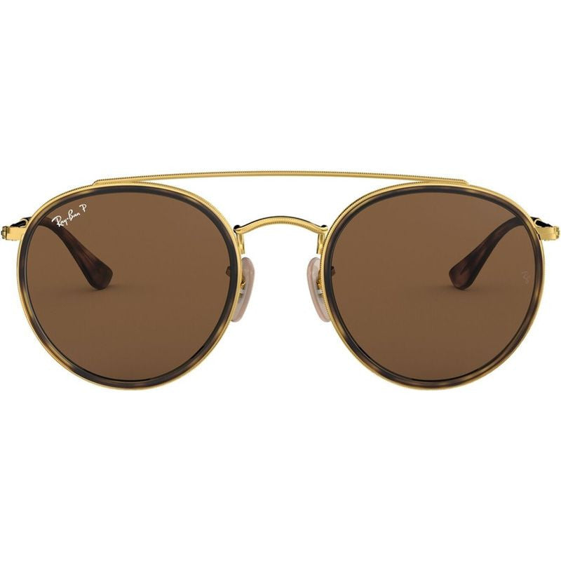 Round Double Bridge RB3647N, Gold/Brown Polarised Glass Lenses