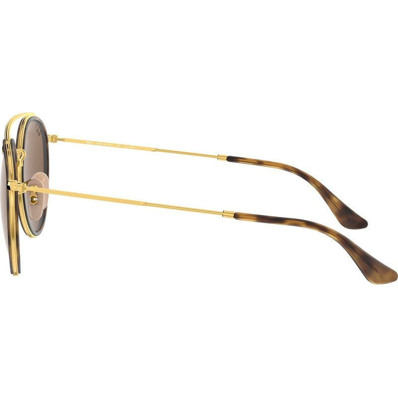 Round Double Bridge RB3647N, Gold/Brown Polarised Glass Lenses