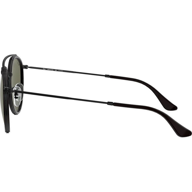 Round Double Bridge RB3647N, Black/Green Polarised Glass Lenses