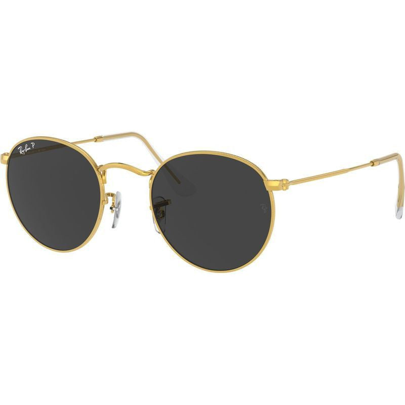 Round Metal RB3447, Gold/Black Polarised Glass Lenses 50 Eye Size