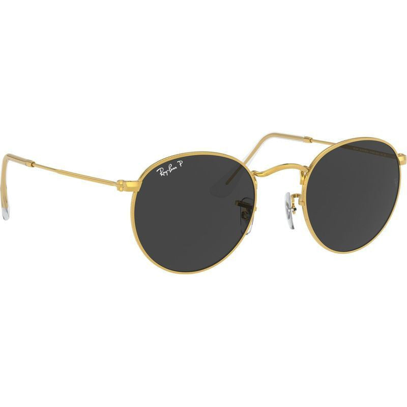 Round Metal RB3447, Gold/Black Polarised Glass Lenses 50 Eye Size