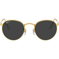 Round Metal RB3447, Gold/Black Polarised Glass Lenses 53 Eye Size