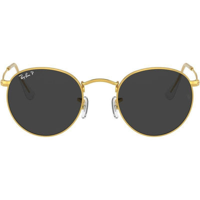 Round Metal RB3447, Gold/Black Polarised Glass Lenses 53 Eye Size