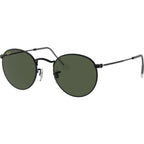 Round Metal RB3447, Black/Green Glass Lenses 53 Eye Size